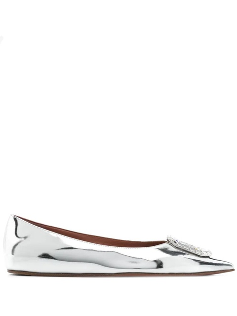 Amina Muaddi metallic-leather ballet flats - Silver - zdjęcie produktu nr 1