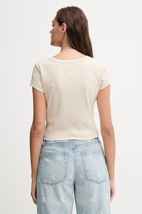 Calvin Klein Jeans t-shirt damski kolor beżowy LV047C200G - zdjęcie produktu nr 2