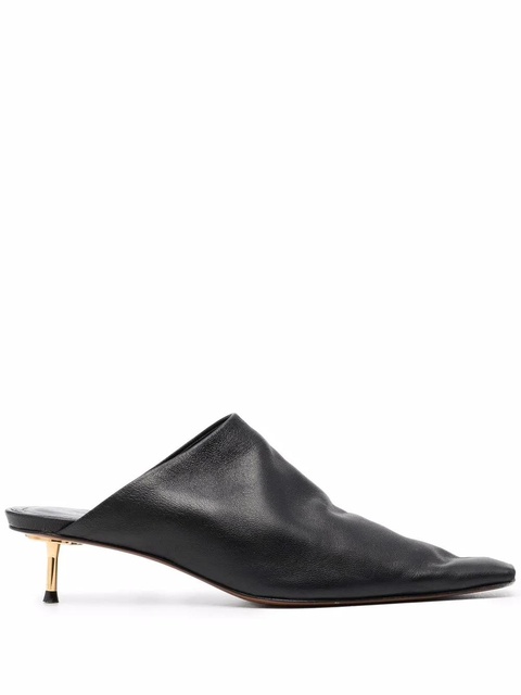 Nanushka elongated square toe 50mm mules - Black - zdjęcie produktu nr 1
