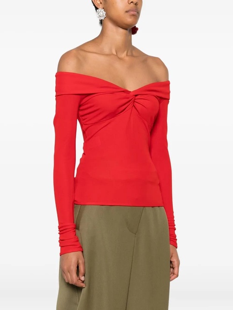 Blumarine twist-detail off-shoulder top - Red - zdjęcie produktu nr 2