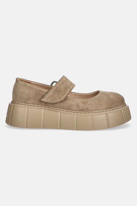Inuikii baleriny zamszowe Matilda M.J. Suede damskie kolor beżowy na platformie 1012.005.0021.250 / 30102-058 - zdjęcie produktu nr 2