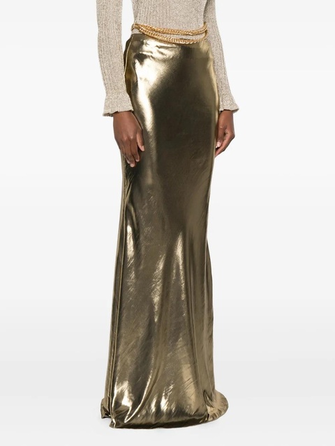 Self-Portrait metallic-effect maxi skirt - Gold - zdjęcie produktu nr 1