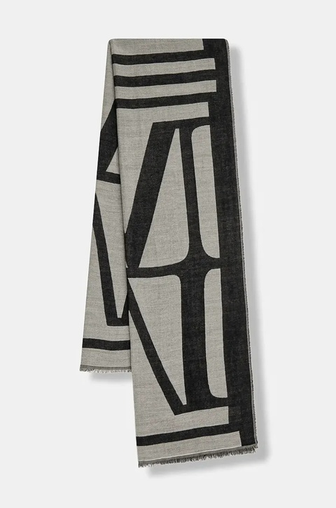 Marc O'Polo szalik z dodatkiem wełny damski kolor granatowy wzorzysty 600803302043 - zdjęcie produktu nr 1