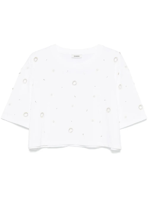 SANDRO pearl-detail T-shirt - White - zdjęcie produktu nr 1