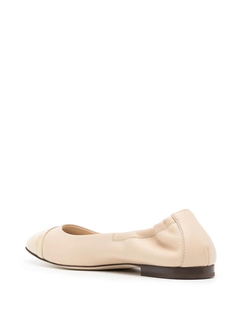 Tod's logo-plaque leather ballerina shoes - Neutrals - zdjęcie produktu nr 2