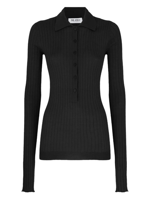 The Attico chunky-ribbed polo top - Black - zdjęcie produktu nr 1
