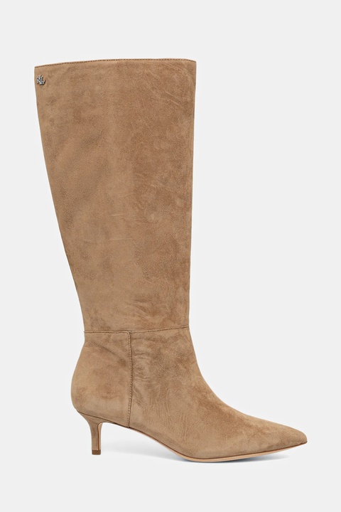 Lauren Ralph Lauren kozaki zamszowe Mckay Tl Hl damskie kolor beżowy na szpilce 802967811001 - zdjęcie produktu nr 1