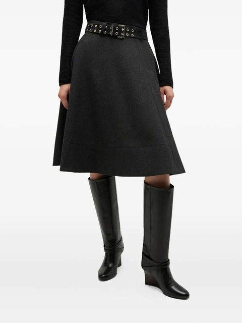 GANNI A-line belted midi skirt - Grey - zdjęcie produktu nr 1