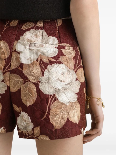 Dolce & Gabbana rose-print brocade shorts - Red - zdjęcie produktu nr 2