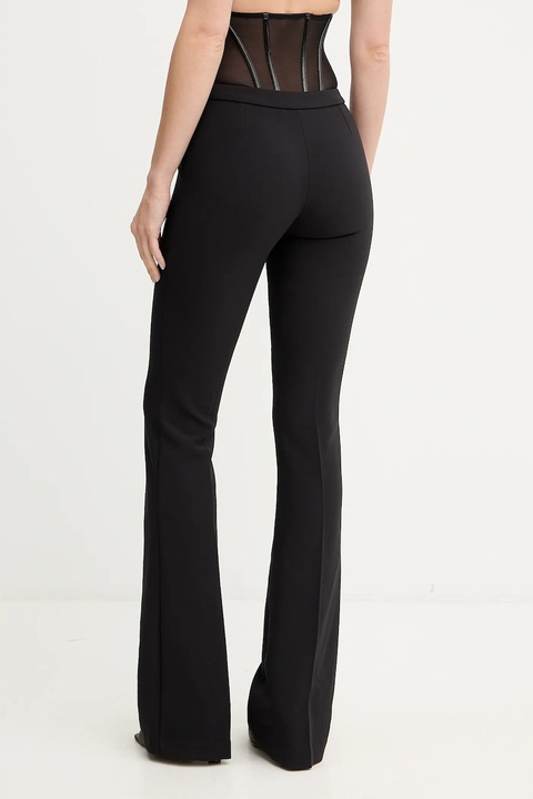 Elisabetta Franchi spodnie damskie kolor czarny dzwony high waist PA13257E2 - zdjęcie produktu nr 2