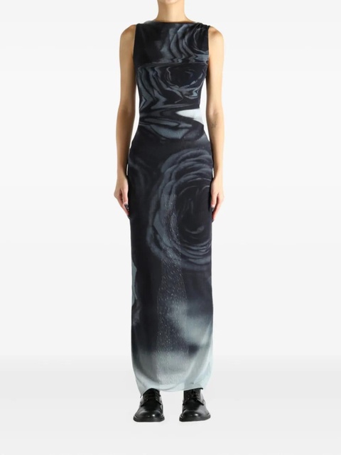 Jean Paul Gaultier rose-print sleeveless maxi dress - Grey - zdjęcie produktu nr 1