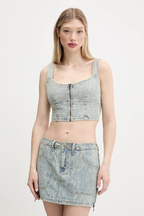 Guess Originals top damska kolor niebieski gładka W5GG25 D5OTA - zdjęcie produktu nr 1
