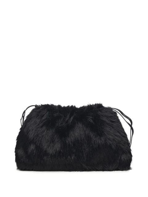 PINKO faux-fur logo-plaque clutch bag - Black - zdjęcie produktu nr 1