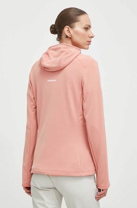 Mammut bluza sportowa Aconcagua Light ML kolor różowy z kapturem gładka - zdjęcie produktu nr 2