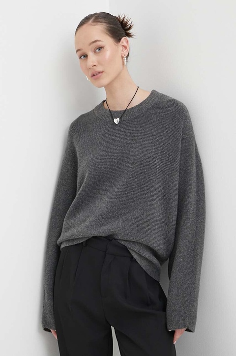 Abercrombie & Fitch sweter z domieszką wełny damski kolor szary - zdjęcie produktu nr 1