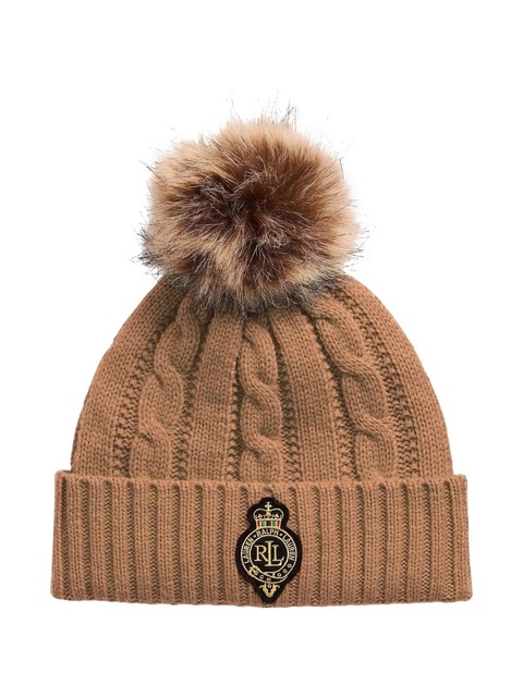 Lauren Ralph Lauren cable-knit pompom beanie - Brown - zdjęcie produktu nr 1
