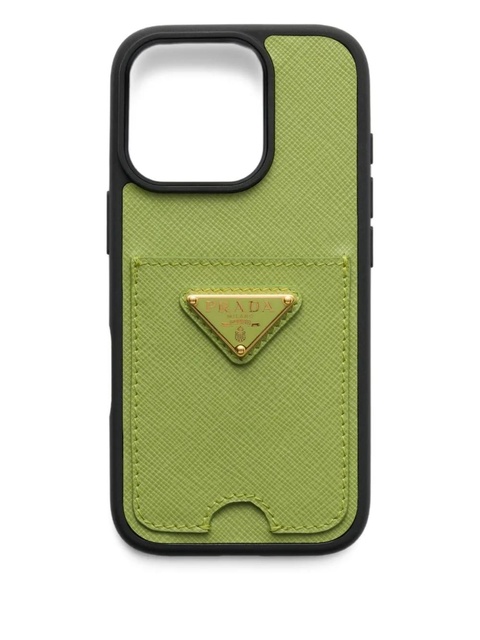 Prada Saffiano leather iPhone 16 Pro case - Green - zdjęcie produktu nr 1