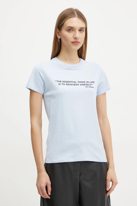 Karl Lagerfeld t-shirt bawełniany damski kolor niebieski A1W17068 - zdjęcie produktu nr 1