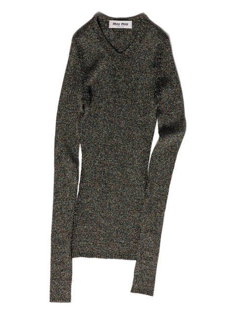 Miu Miu long-sleeves ribbed sweater - Grey - zdjęcie produktu nr 1