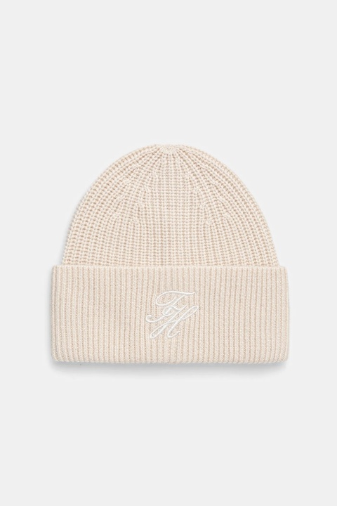 Tommy Hilfiger czapka wełniana kolor beżowy AW0AW18515 - zdjęcie produktu nr 1