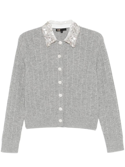 Maje embellished-collar cardigan - Grey - zdjęcie produktu nr 1
