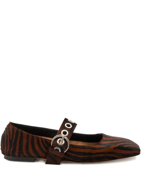 Aeyde Uma zebra-print ballet flats - Brown - zdjęcie produktu nr 1