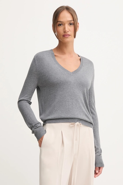 United Colors of Benetton sweter z domieszką jedwabiu damski kolor szary lekki 1ZRED402L - zdjęcie produktu nr 1