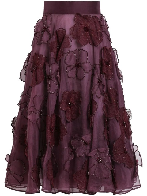 Dolce & Gabbana floral-appliqué midi skirt - Red - zdjęcie produktu nr 1