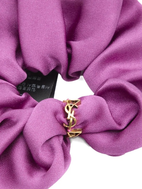 Saint Laurent twisted cassandre ring-detail silk scrunchie - Purple - zdjęcie produktu nr 1