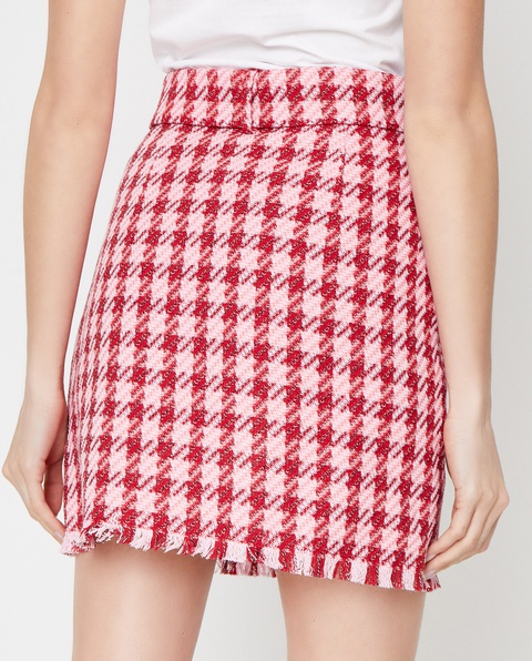PINKO - Różowa mini spódnica w pepitkę Accurato - zdjęcie produktu nr 2