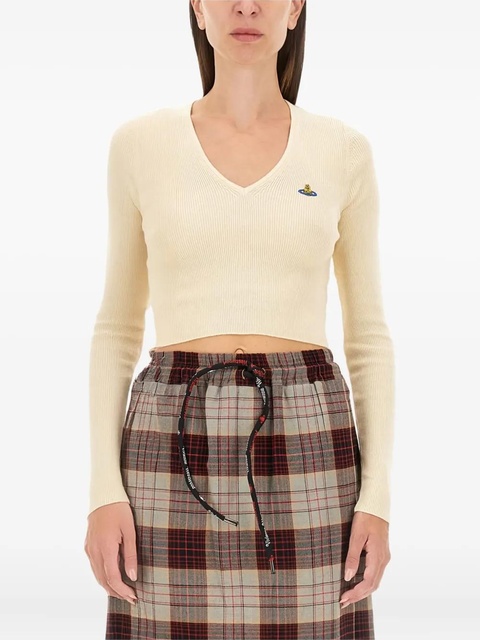 Vivienne Westwood V-neck logo-embroidery sweater - White - zdjęcie produktu nr 1