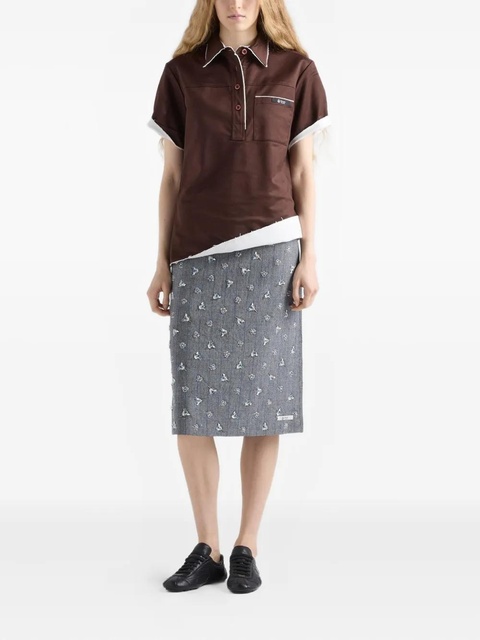 Prada patch-pocket raw-cut polo top - Brown - zdjęcie produktu nr 2