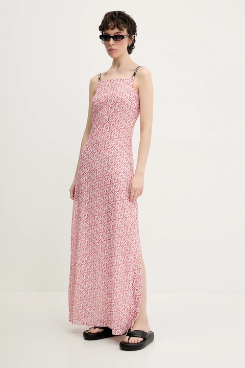 Karl Lagerfeld Jeans sukienka kolor różowy maxi rozkloszowana A2W13029 - zdjęcie produktu nr 1