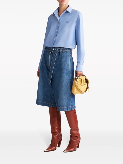 ETRO Pegaso-embroidered cotton shirt - Blue - zdjęcie produktu nr 1