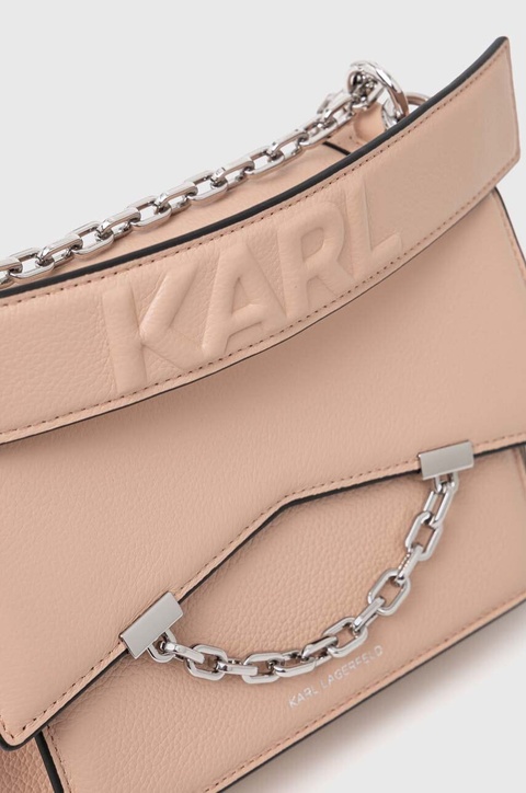Karl Lagerfeld torebka skórzana kolor różowy - zdjęcie produktu nr 2