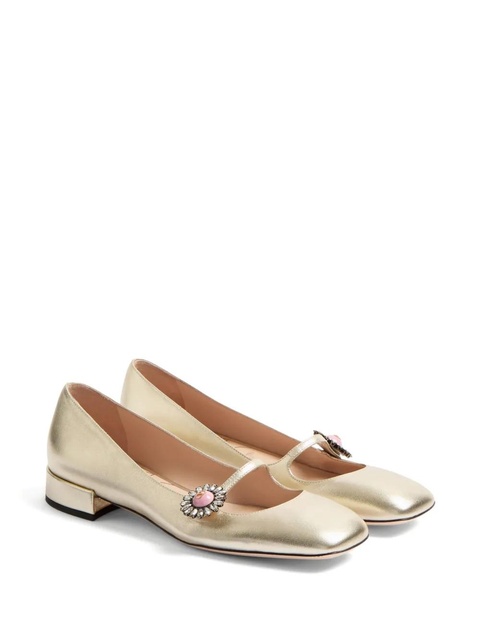 Valentino Garavani floral appliqué ballerina shoes - Gold - zdjęcie produktu nr 2