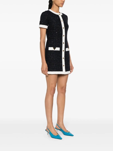 Valentino Garavani VLogo Signature tweed mini dress - Blue - zdjęcie produktu nr 2