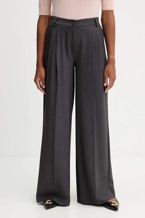 Twinset spodnie damskie kolor szary szerokie high waist 252TF2043 - zdjęcie produktu nr 1