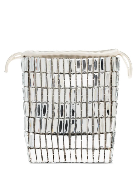 Self-Portrait crystal-embellished drawstring tote bag - Silver - zdjęcie produktu nr 1