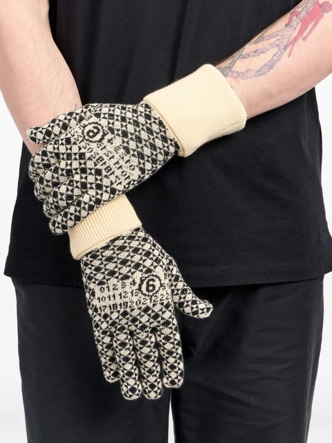 MM6 Maison Margiela intarsia-knit gloves - White - zdjęcie produktu nr 2