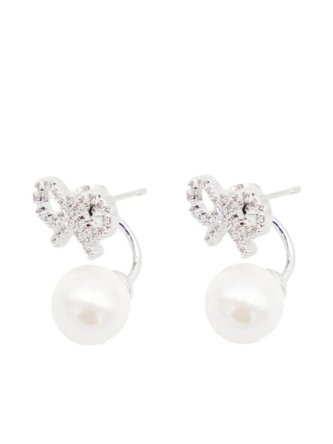 Self-Portrait Crystal Bow drop earrings - Silver - zdjęcie produktu nr 2