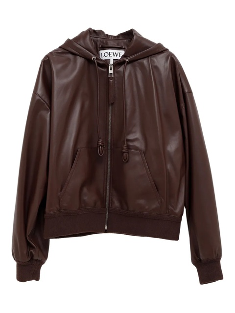 LOEWE Flamenco hooded leather zip-up jacket - Brown - zdjęcie produktu nr 2