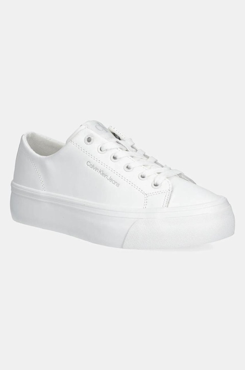 Calvin Klein Jeans sneakersy VULC FLATFORM LOW MG LTH kolor biały YW0YW01771 - zdjęcie produktu nr 1