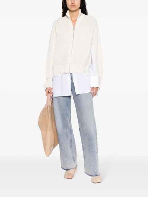 MM6 Maison Margiela distressed-finish shirt-underlayer jumper - White - zdjęcie produktu nr 1