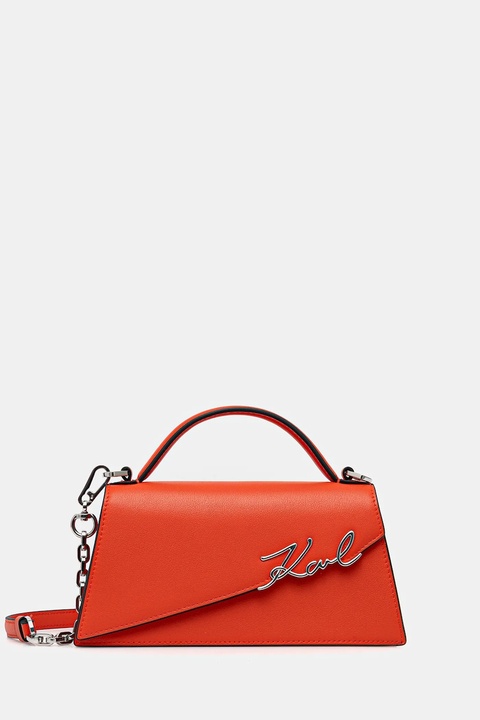 Karl Lagerfeld torebka skórzana K/SIGNATURE kolor pomarańczowy A1W30458 - zdjęcie produktu nr 1