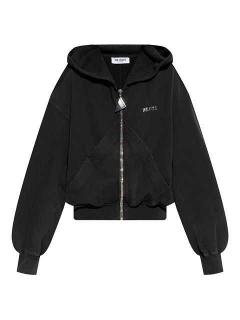 The Attico front-zip cotton hoodie - Black - zdjęcie produktu nr 1