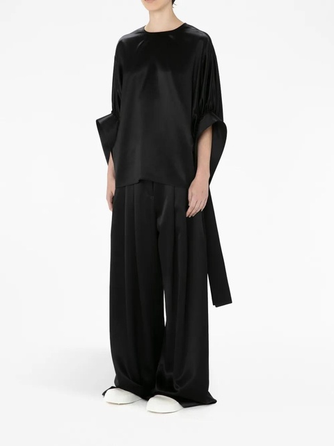 JW Anderson satin-finish pleated blouse - Black - zdjęcie produktu nr 2