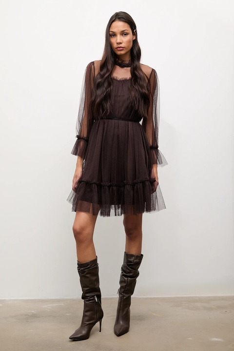Answear.LAB sukienka kolor brązowy mini rozkloszowana - zdjęcie produktu nr 2