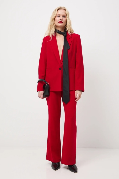 Medicine marynarka damska kolor czerwony jednorzędowa gładka - zdjęcie produktu nr 1