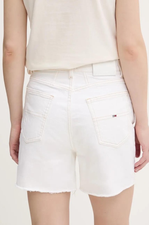 Tommy Jeans szorty jeansowe damskie kolor beżowy gładkie high waist DW0DW20093 - zdjęcie produktu nr 2